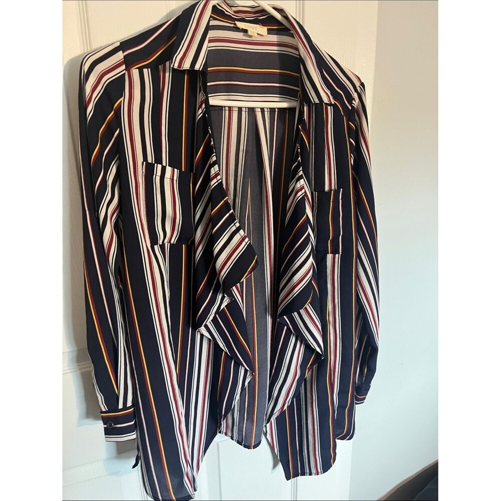 Women’s Oddy Striped Open-Front Cardigan Blouse  in-size small